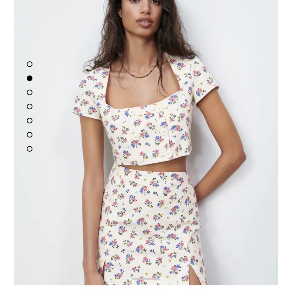 Zara linen blend floral skirt and top